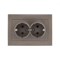 Лицевая панель Валенсия розетки 2-местной с заземлением, с защитной шторкой, 16А EKF PROxima