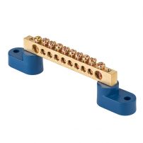 Шина "0" N (6х9мм) 10 отверстий латунь 2 угловых изолятора EKF PROxima