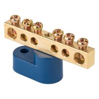 Шина "0" N (6х9мм) 6 отверстий латунь угловой изолятор EKF PROxima