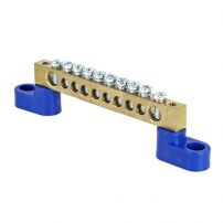 Шина "0" N (8х12мм) 10 отверстий латунь 2 угловых изолятора EKF PROxima