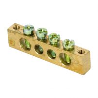 Шина PEN "ноль-земля" (6х9мм) 4 отверстия, латунь, крепеж по краям EKF PROxima