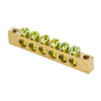 Шина PEN "ноль-земля" (6х9мм) 6 отверстий, латунь, крепеж по краям EKF PROxima