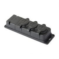 Розетка (колодка) трехместная, с защитными крышками, каучуковая 230В 2P+PE 16A IP44 EKF PRO