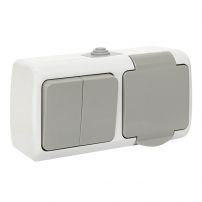 Розетка Мурманск 1-местная 16А с заземлением, с крышкой, с защитными шторками IP54 EKF PROxima