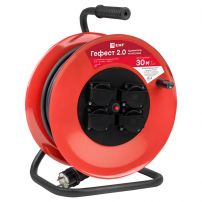 Удлинитель на катушке "Гефест 2.0" 4 гнезда 50м с заземлением и предохранителем КГ 3*1,5 16А/3,5кВт IP44 EKF  PROxima