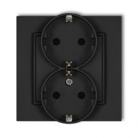 Двойная розетка с заземлением schuko 2х(2P+Z) (с защитными шторками) Karlik Mini