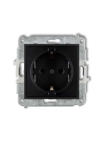 Розетка с/з с/ш Karlik MINI, черный матовый (12MGP-1sp)