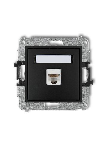 Розетка компьютерная 1xRJ45 cat.6 Karlik MINI, черный матовый (12MGK-5)