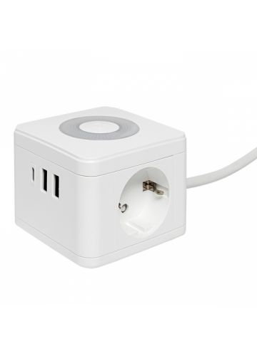 Удлинитель "Куб" 2 гнезда 2USB 2,4А+Type C + Ночник 1,3 метра 1мм2 EKF